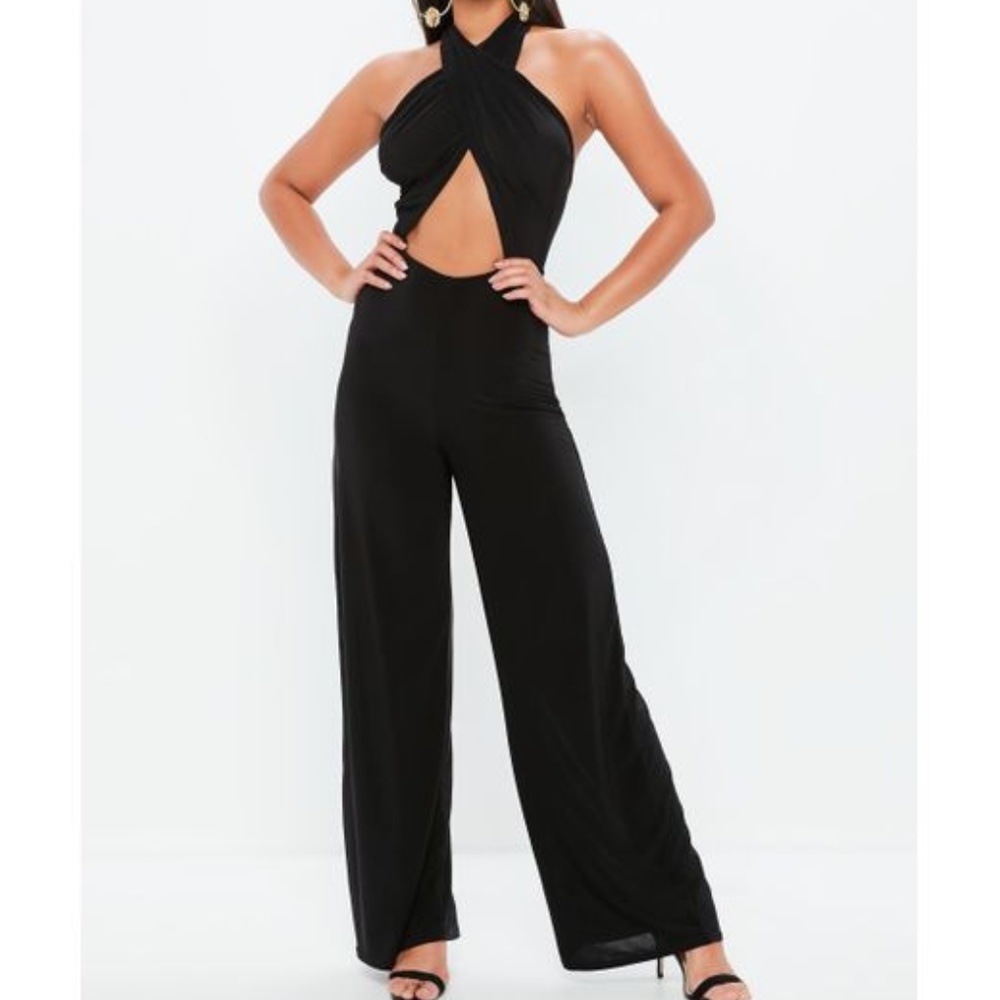 Black Mulitway Slinky Wrap Jumpsuit